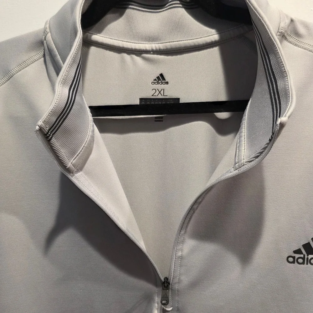 Adidas Golf Mens 2XL Quarter Zip Sleeveless Pullover Vest Performance Light Gray